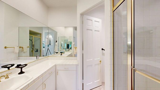 Bathroom, Glass Shower, Interior, Tile Countertops