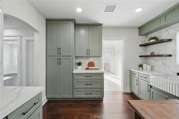Interior, Kitchen, Recessed Lighting, Wood Texture Flooring