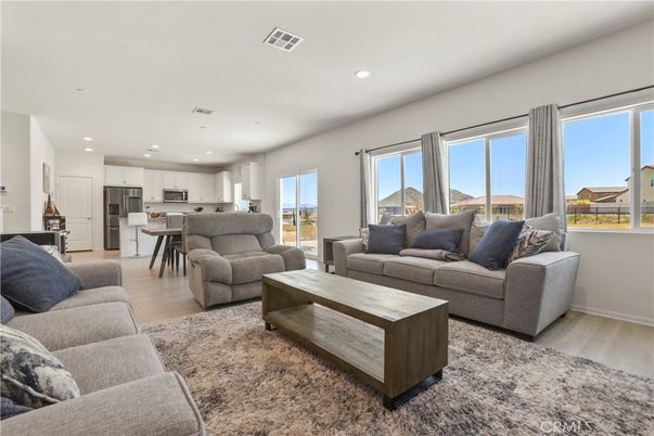 Interior, Kitchen, Living room, Recessed Lighting, Stainless Steel Appliances, Wood Texture Flooring