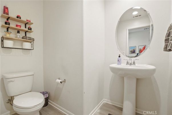 Bathroom, Interior, Recessed Lighting, Wood Texture Flooring