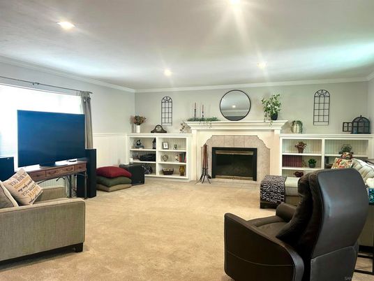 Fireplace, Interior, Living room, Recessed Lighting