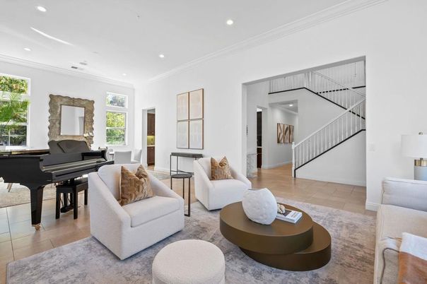 Interior, Living room, Piano, Recessed Lighting, Wood Texture Flooring