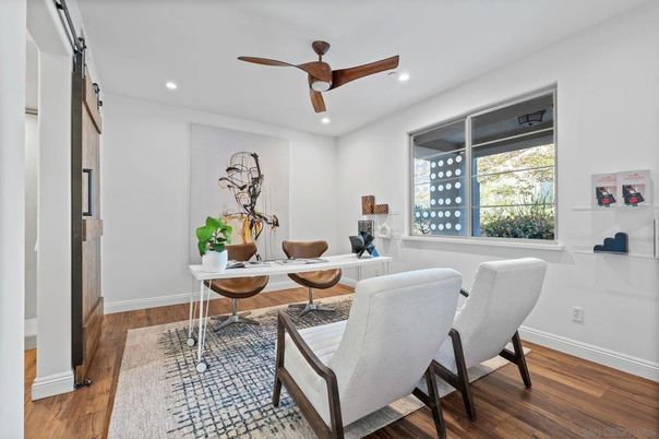 Home Office, Interior, Recessed Lighting, Wood Texture Flooring
