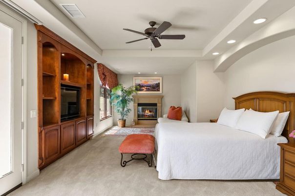 Bedroom, Fireplace, Interior, Recessed Lighting