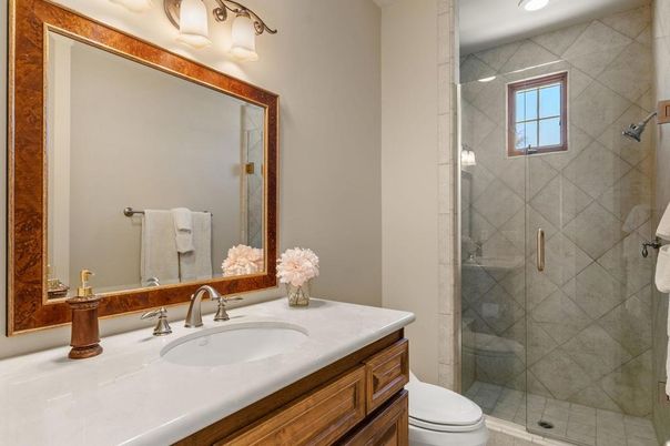 Bathroom, Glass Shower, Interior, Recessed Lighting