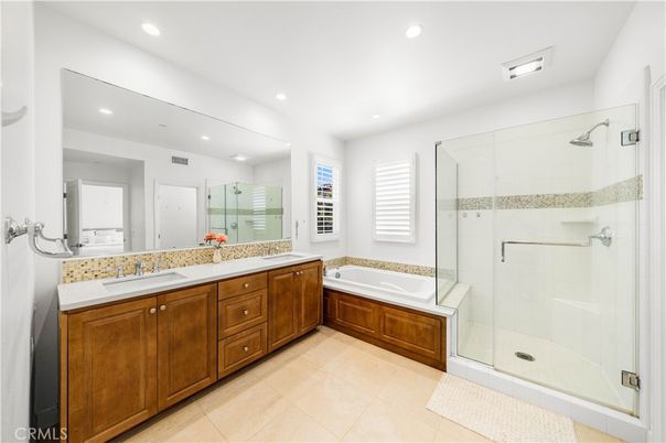 Bathroom, Dual Sink Vanities, Glass Shower, Interior, Recessed Lighting