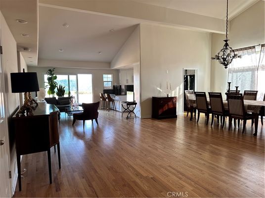 Chandelier, Dining room, Interior, Living room, Pendant Lights, Recessed Lighting, Wood Texture Flooring