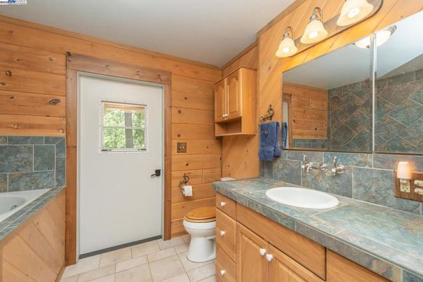 Bathroom, Interior, Tile Countertops, Wooden Walls