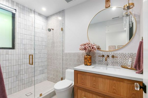 Bathroom, Glass Shower, Interior, Recessed Lighting