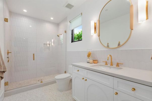 Bathroom, Glass Shower, Interior, Recessed Lighting