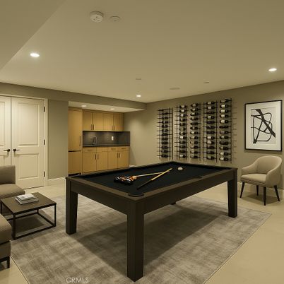Billiard Table, Game Room, Interior, Recessed Lighting