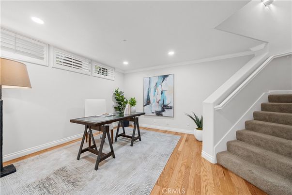 Home Office, Interior, Recessed Lighting, Wood Texture Flooring