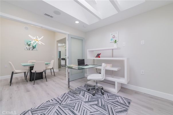 Home Office, Interior, Recessed Lighting, Wood Texture Flooring
