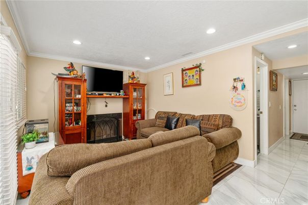 Fireplace, Interior, Living room, Marble, Recessed Lighting