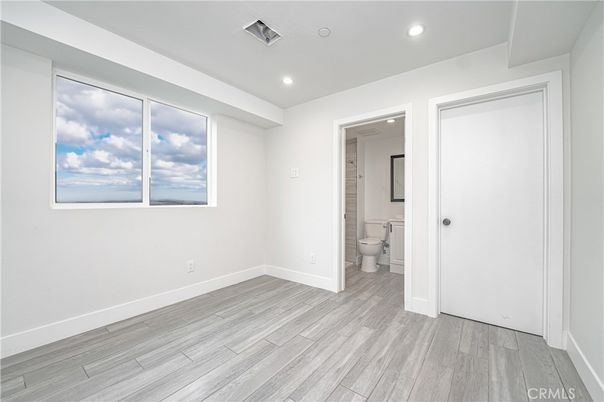 Bathroom, Empty room, Interior, Recessed Lighting, Wood Texture Flooring