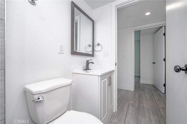 Bathroom, Interior, Recessed Lighting, Wood Texture Flooring
