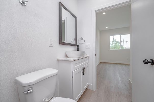 Bathroom, Interior, Recessed Lighting, Wood Texture Flooring
