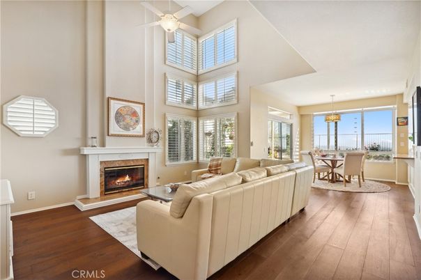 Chandelier, Dining room, Fireplace, Interior, Living room, Pendant Lights, Wood Texture Flooring