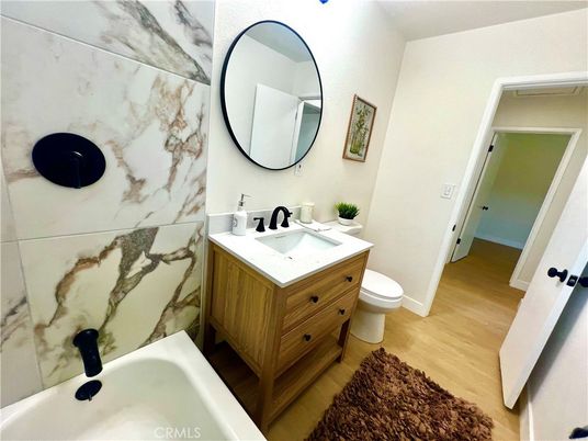 Bathroom, Dual Sink Vanities, Interior, Wood Texture Flooring