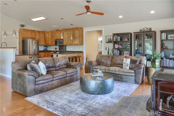 Interior, Kitchen, Living room, Recessed Lighting, Stainless Steel Appliances, Wood Texture Flooring