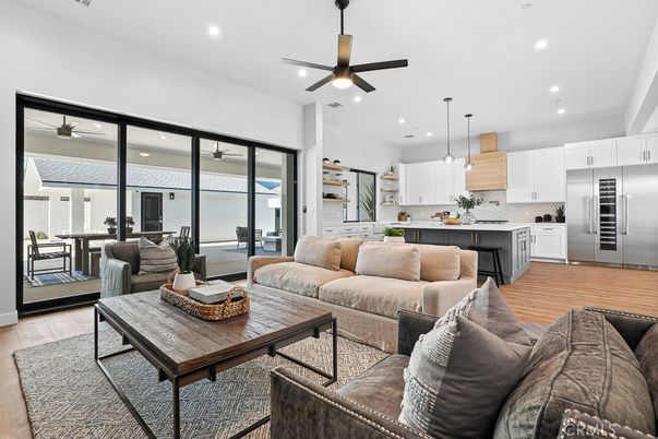 Interior, Kitchen, Living room, Pendant Lights, Recessed Lighting, Stainless Steel Appliances, Wood Texture Flooring