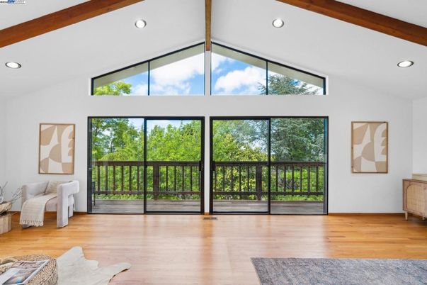 Empty room, Interior, Recessed Lighting, Wooden Beams, Wood Texture Flooring