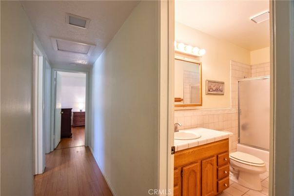 Bathroom, Interior, Tile Countertops, Wood Texture Flooring