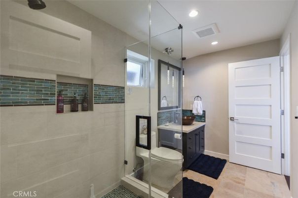 Bathroom, Glass Shower, Interior, Recessed Lighting