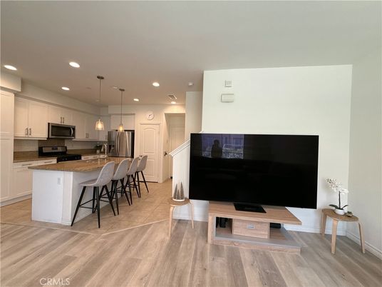 Interior, Kitchen, Pendant Lights, Recessed Lighting, Wood Texture Flooring