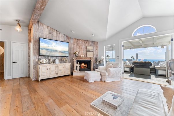 Fireplace, Interior, Living room, Recessed Lighting, Wood Texture Flooring, Wooden Walls