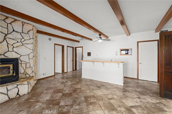 Fireplace, Interior, Stone Walls, Wooden Beams