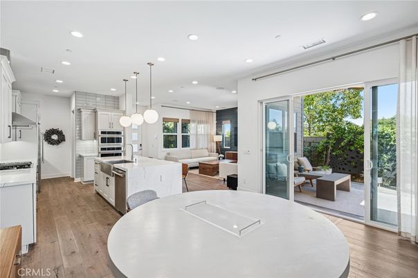 Interior, Kitchen, Living room, Pendant Lights, Recessed Lighting, Stainless Steel Appliances, Wood Texture Flooring