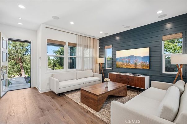 Interior, Living room, Recessed Lighting, Wood Texture Flooring
