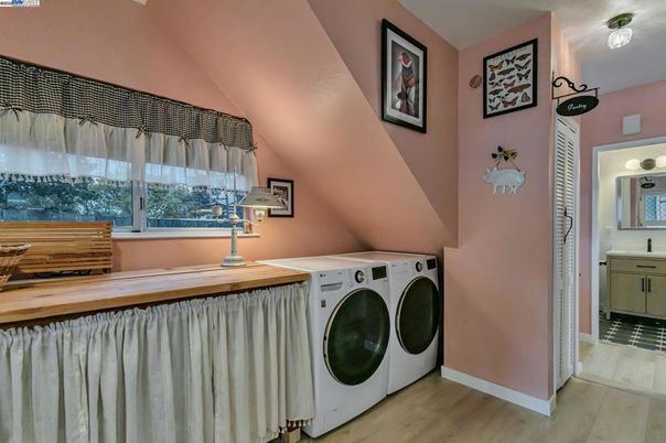 Interior, Washer, Wood Texture Flooring