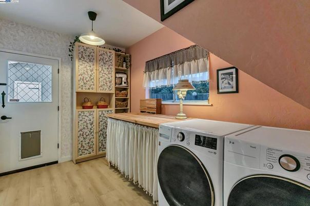 Interior, Washer, Wood Texture Flooring