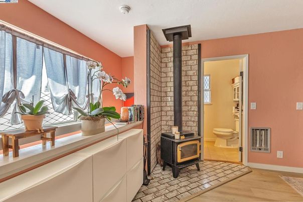 Bathroom, Fireplace, Interior, Wood Texture Flooring