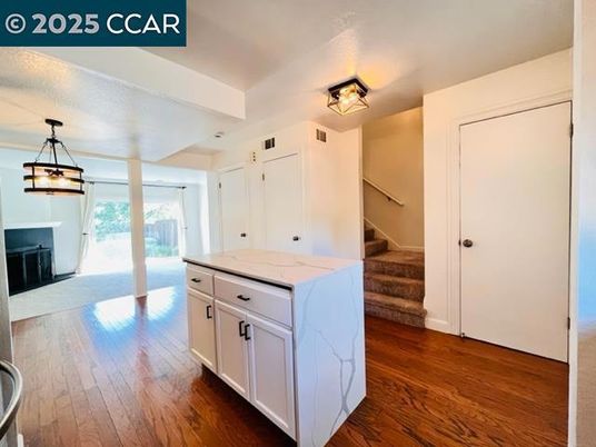Fireplace, Interior, Pendant Lights, Wood Texture Flooring