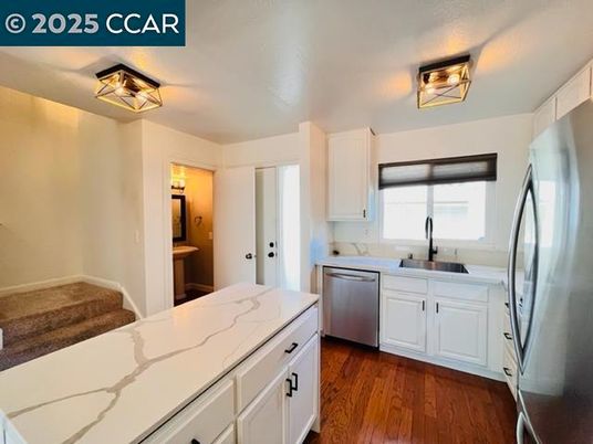 Interior, Kitchen, Stainless Steel Appliances, Wood Texture Flooring