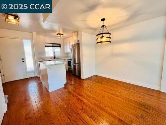 Interior, Kitchen, Pendant Lights, Stainless Steel Appliances, Wood Texture Flooring