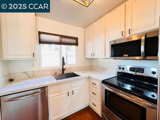 Interior, Kitchen, Stainless Steel Appliances, Wood Texture Flooring