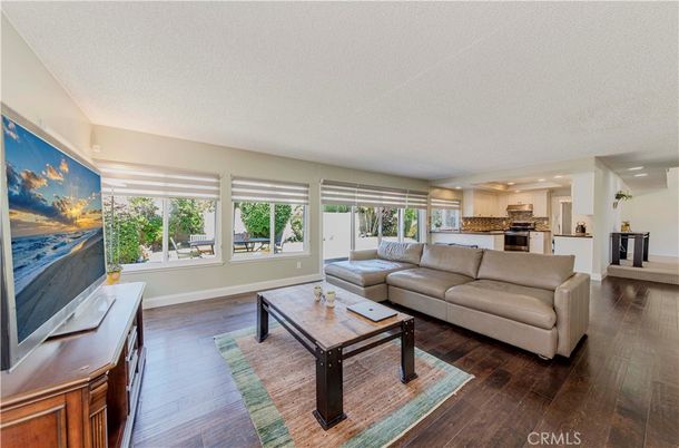 Interior, Kitchen, Living room, Recessed Lighting, Stainless Steel Appliances, Wood Texture Flooring