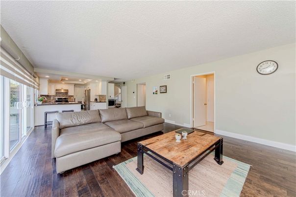 Interior, Kitchen, Living room, Recessed Lighting, Stainless Steel Appliances, Wood Texture Flooring