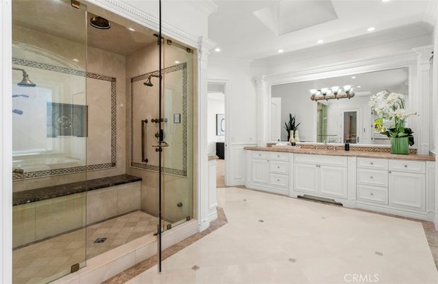 Bathroom, Dual Sink Vanities, Glass Shower, Interior, Recessed Lighting