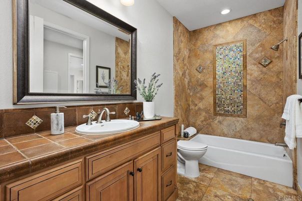 Bathroom, Interior, Recessed Lighting, Tile Countertops