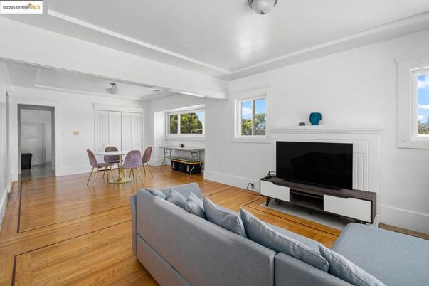 Dining room, Fireplace, Interior, Living room, Wood Texture Flooring
