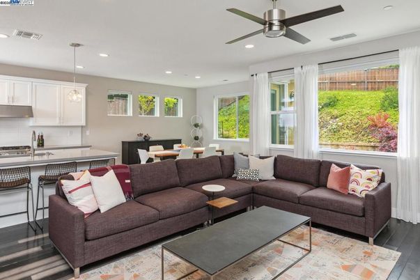 Dining room, Interior, Kitchen, Living room, Pendant Lights, Recessed Lighting, Wood Texture Flooring