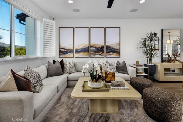 Interior, Living room, Recessed Lighting, Wood Texture Flooring