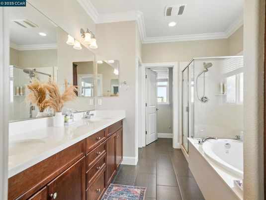 Bathroom, Dual Sink Vanities, Glass Shower, Interior, Recessed Lighting