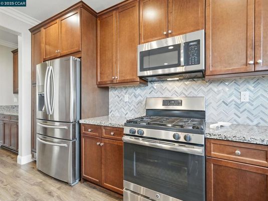 Interior, Kitchen, Stainless Steel Appliances, Wood Texture Flooring