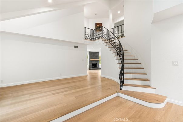 Fireplace, Interior, Recessed Lighting, Wood Texture Flooring